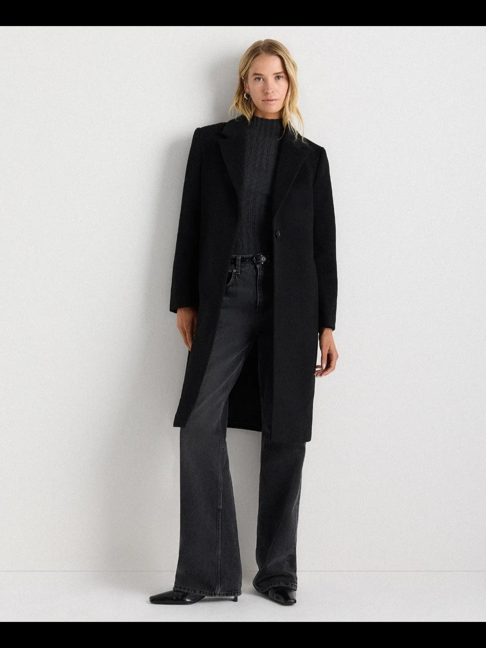 Wool Cashmere Classic Single-Breasted Coat In Black